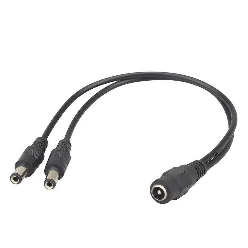 (1 Female to 2 Male) DC 5.5×2.1mm Power Splitter Cable- Dual Output Extension for CCTV Cameras, LED Strips