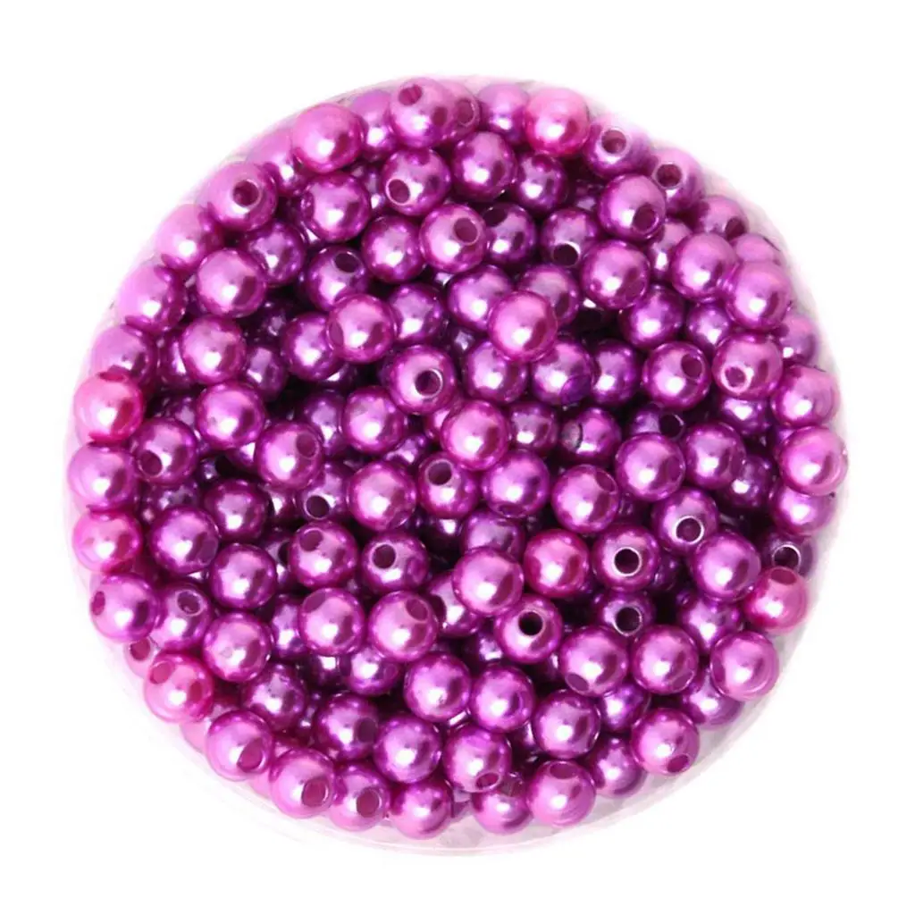 500 Buah Manik-manik Pengatur Jarak Mutiara Imitasi Plastik Bulat 6Mm Kerajinan DIY