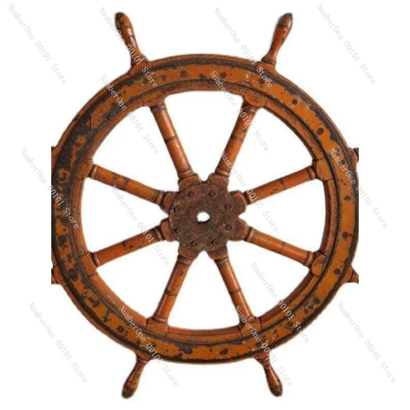 Vintage Ship Wheel Wall Decoration Wooden Steering Wheel Nautical Decor Coffee Bar Wall Hanging Ornament