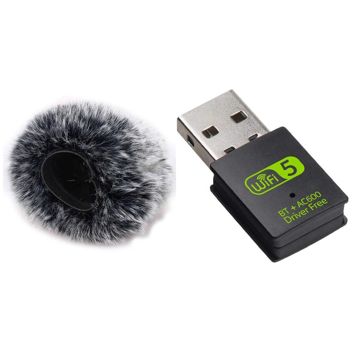 

1 Set Bluetooth Adapter,Wireless Network External Receiver & 1 Pcs Microphone Furry Windscreen Mic Wind Cover