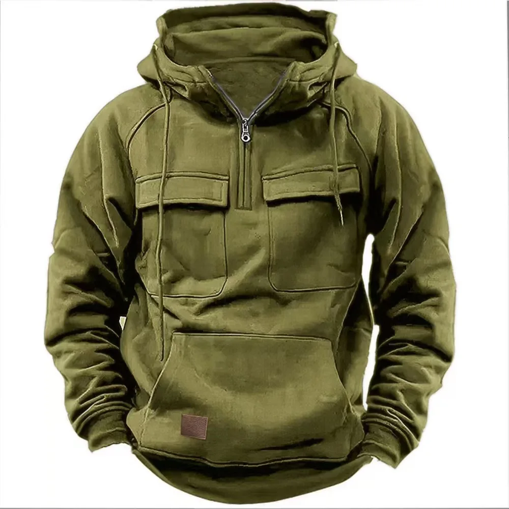 Immagine 5: Felpa con Cappuccio Multi-Tasche 2026 - La Scelta Migliore per l'Autunno e l'Inverno alla Moda, con Cerniera Parziale e Comoda