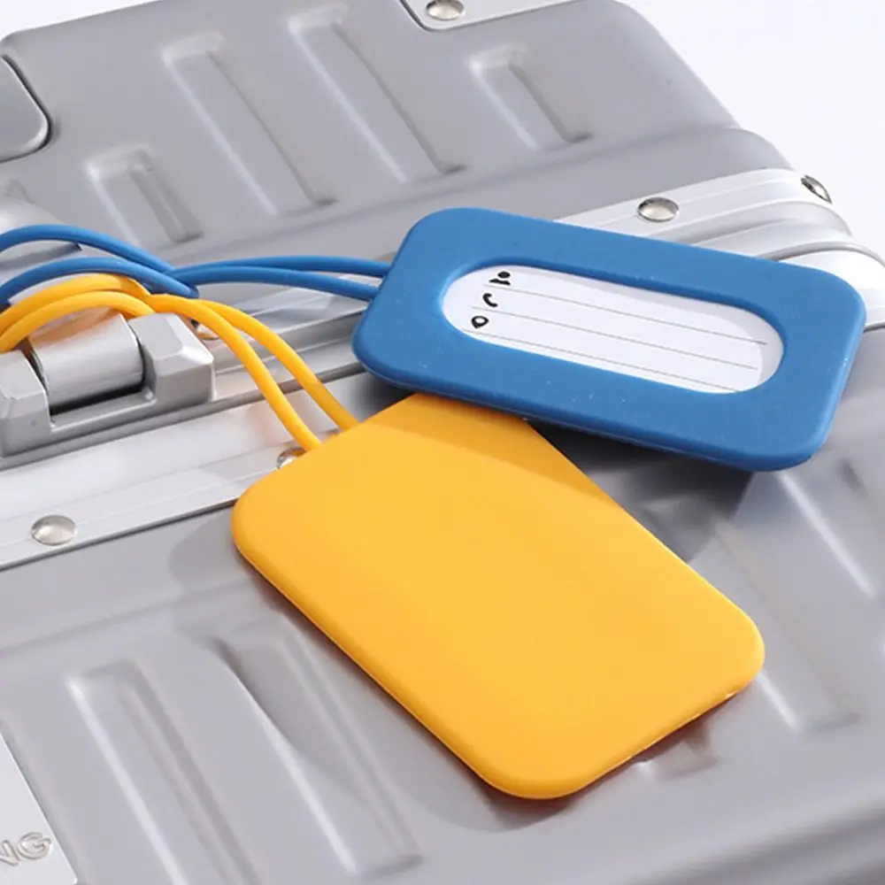 Neuer Silikon-Gepäckanhänger, Anti-Verlust, mit Umhängeband, Koffer-Identifikationsetikett, weiches Boarding-Pass-Tag für Reisen