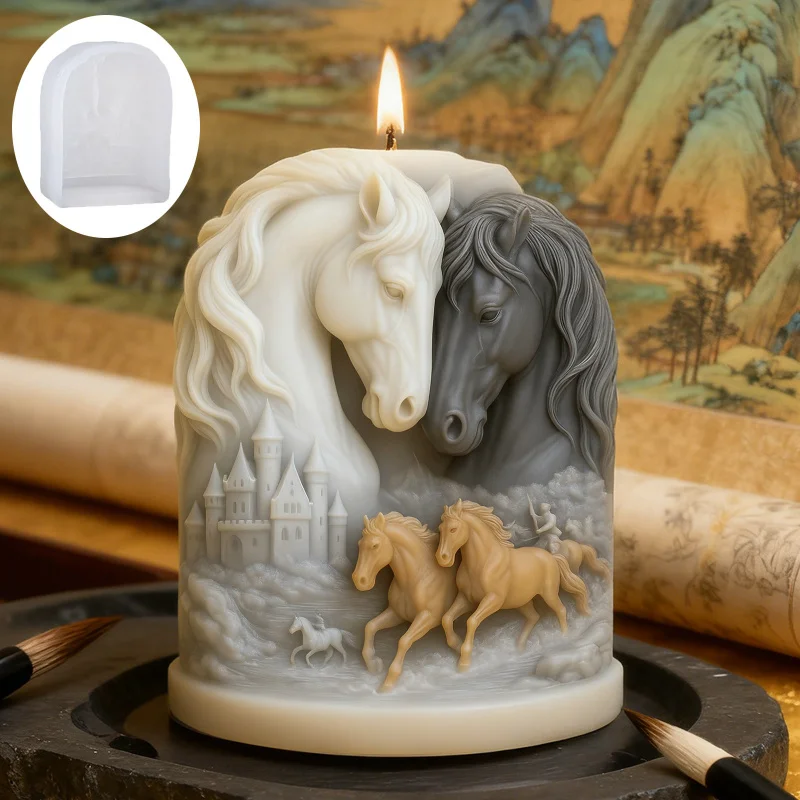 

Horse and Castle 3D Relief Mold, Silicone for DIY Soap Making, Resin Casting, and Plaster Craft Home Decor
