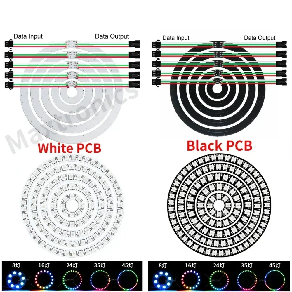 DC5V WS2812B LED Pixel Panel Programmable Addressable Spliceable Led Modules WS2812 RGB Full Color 8/16/24/35/45 Leds for Decor