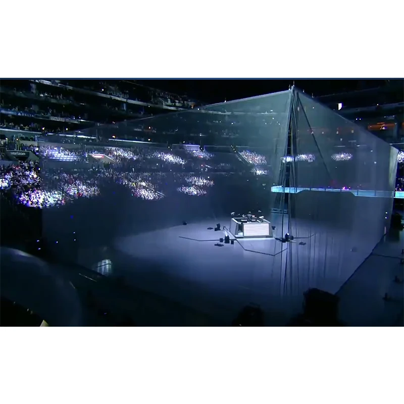 

3d Holographic Mesh Screen Projection Screen Transparent 3d Hologram Gauze Screen Advertising Mesh Black