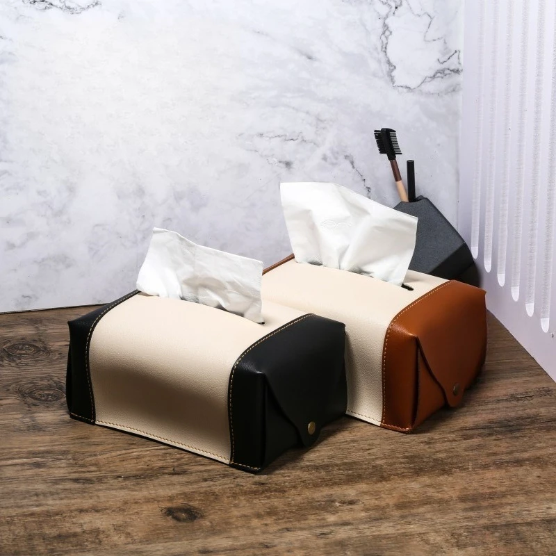

Коробка для салфеток из кожи с цветными блоками, настольная, для компьютера, для гостиной, пылезащитная, для дома, декоративная