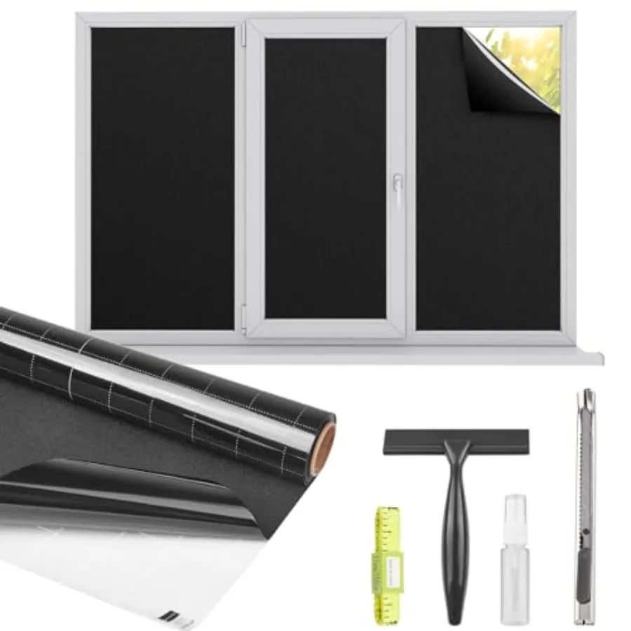 

Светонепроницаемая пленка для окон, светоблокирующая, для затемнения комнат, съемная, без клеевого слоя, черная, 45.2'' x 78.7''