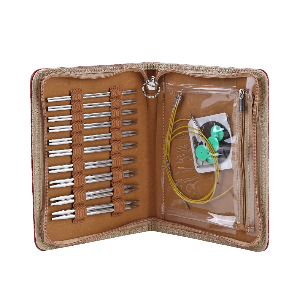 

Crochet Hook Kits Multifunctional Removing Circular Needle Crochet Needles Comfortable Grip PU Storage Bag for Sewing Weave Tool