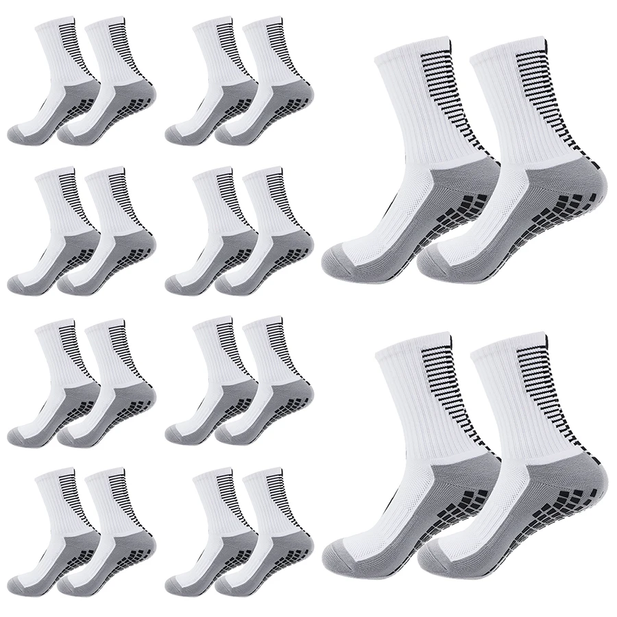 10 Pairs New Men Women Non-slip Silicone Bottom Soccer Socks Cushioned Breathable For Football Tennis Basketball Grip Socks