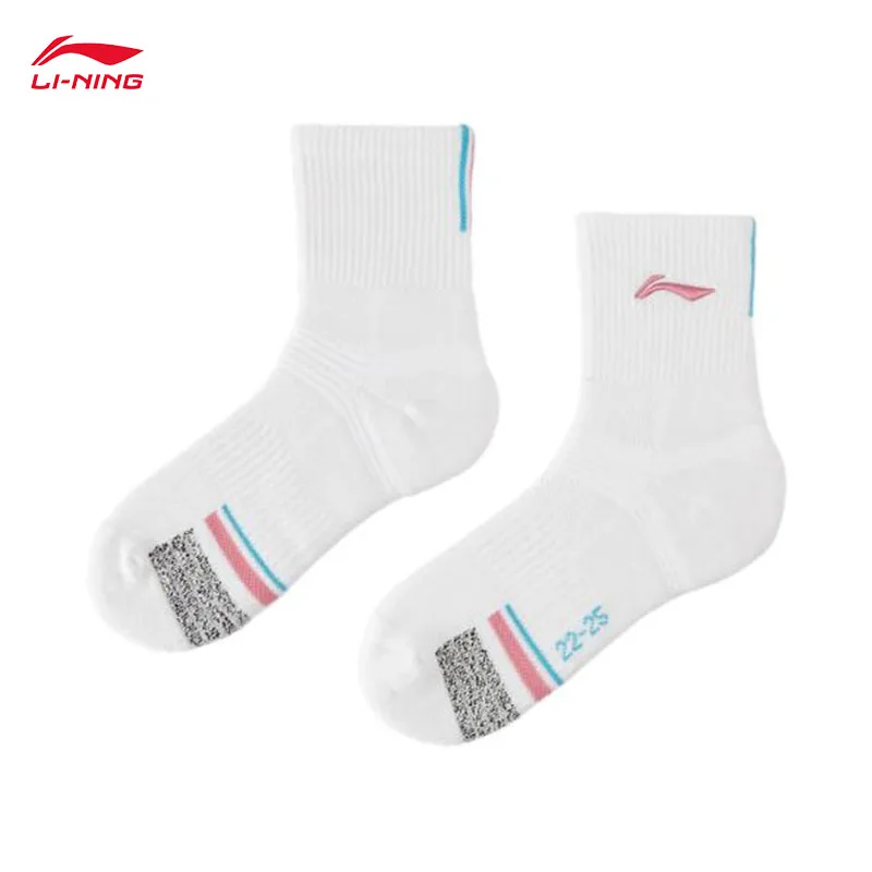 جوارب نسائية من سلسلة كرة الريشة من LI-NING جوارب متوسطة الأنبوبة ماصة للعرق جوارب مريحة وناعمة AWSU072