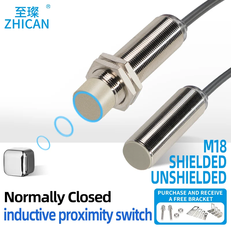 ZHICAN M18 metal induction switch sensor three-wire NPN/PNP normally open DC 24v cylindrical inductive proximity switch