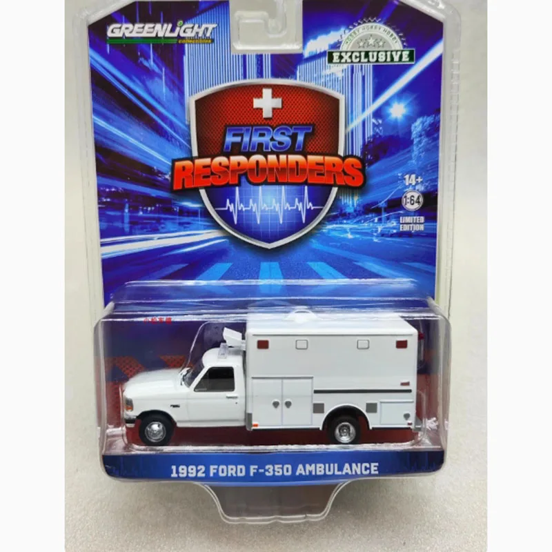 GreenLight 1:64 Scale 1992 Ford F-350 Ambulance Alloy Simulation Metal Car Model Classics Adult Souvenir Gift Static Display