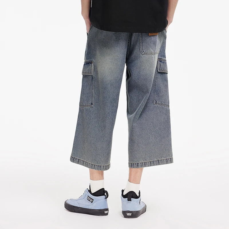 Semir 빈티지 워시 카고 데님 바지 남성 악세사리 2025 여름 새로운 느슨한 스트레이트 레그 바지