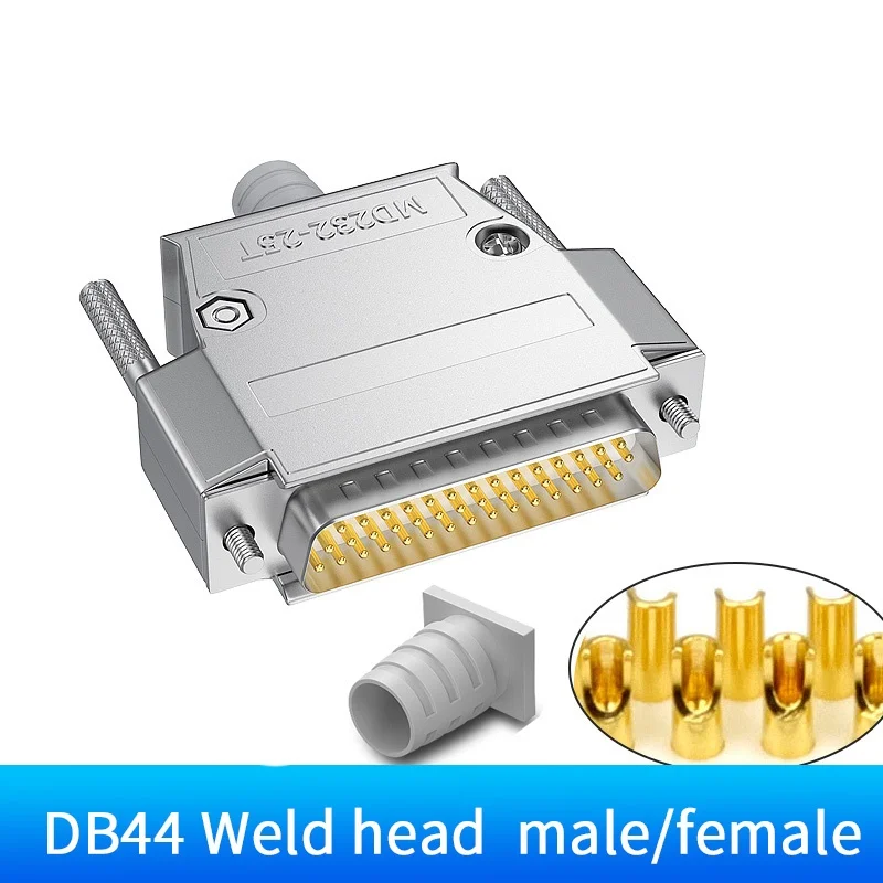 DB44 Welding Head Male Plug / Female Socket Metal Shell Kit 3 Rows 44 Pin Serial Port Connector D-SUB 44 Adapters