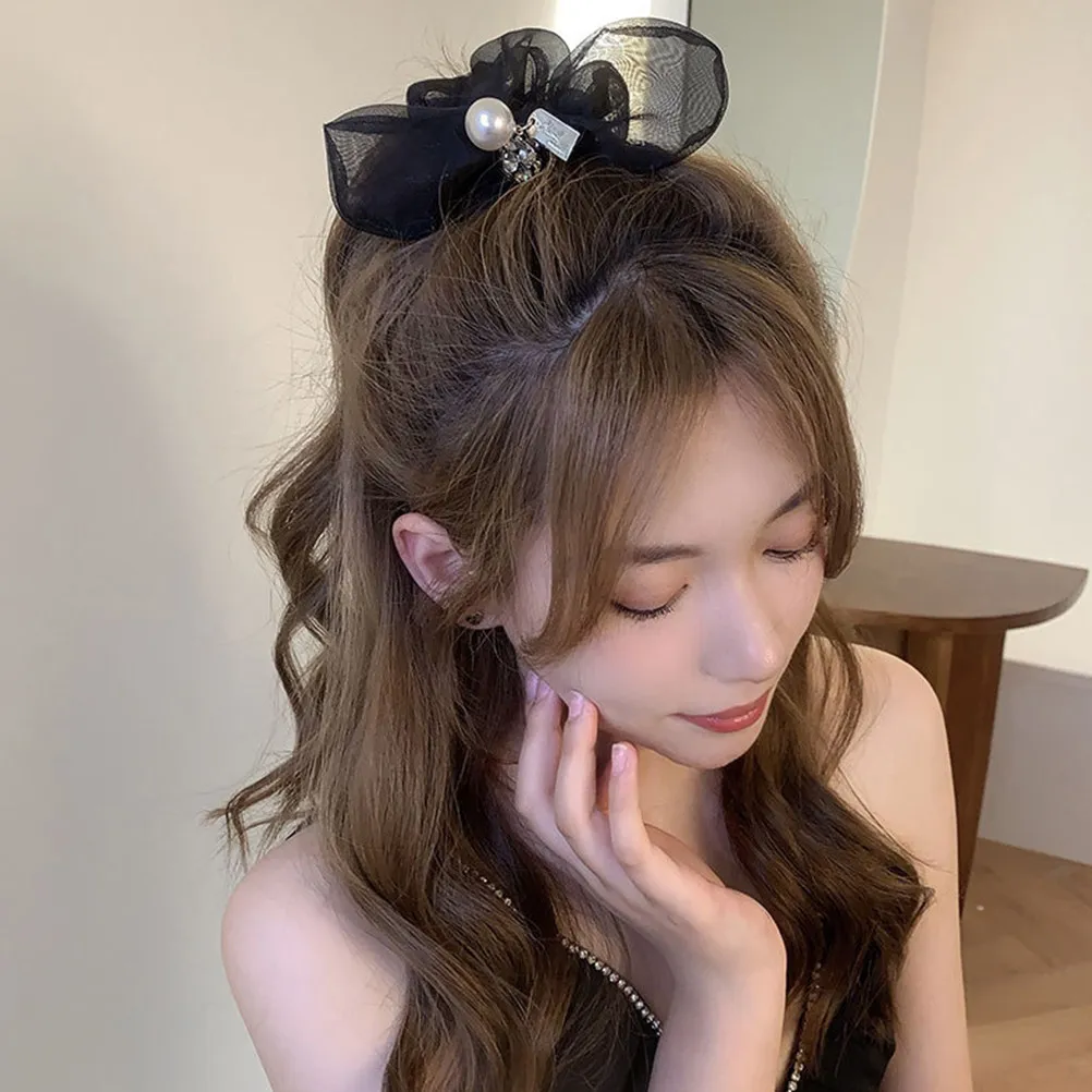 

1 шт. Эластичная резинка для волос из органзы с жемчужным бантом, нежная, легкая, удобная, для женских причесок, для свадьбы и вечеринок