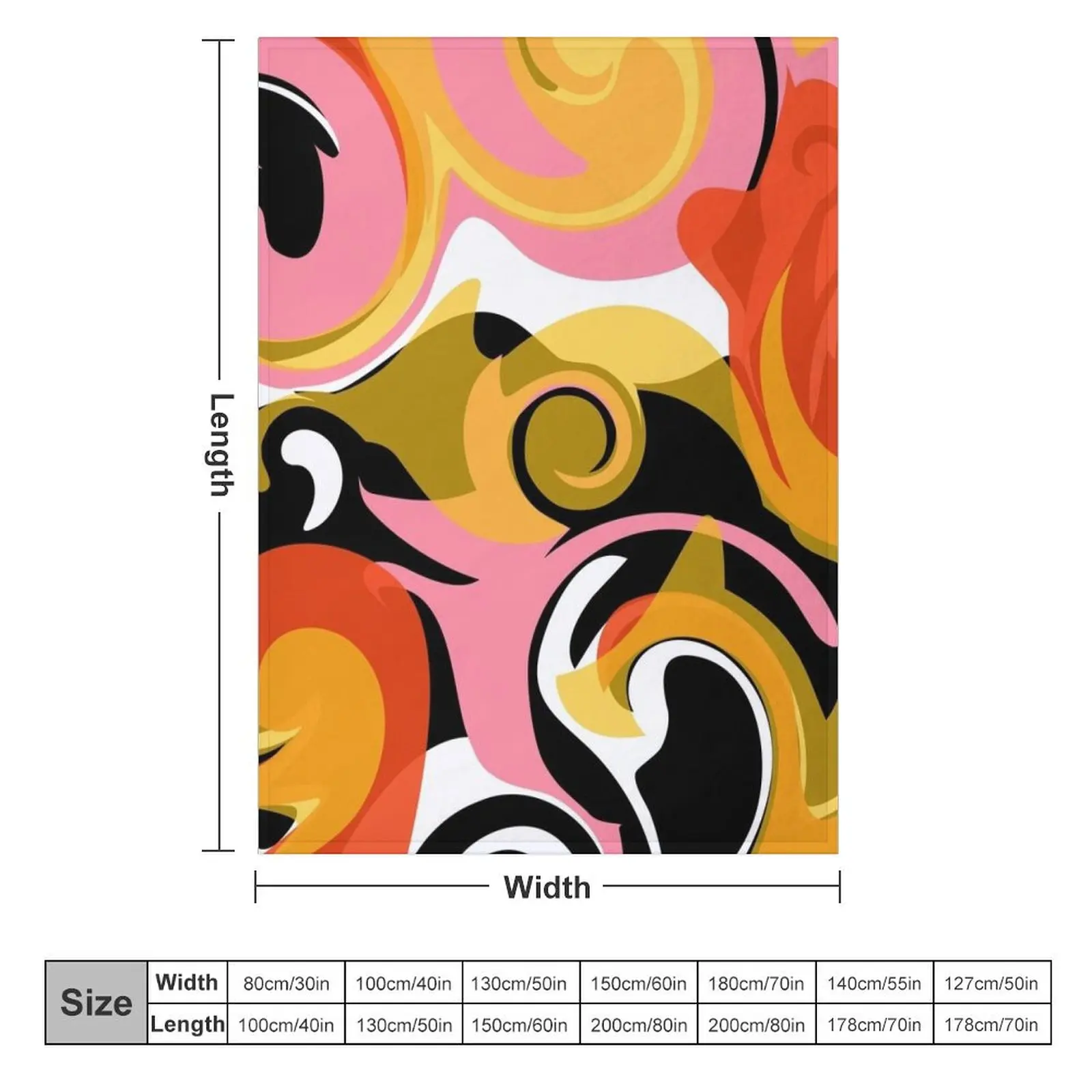 Twirl and Swirl - Pink, Orange, Black, Yellow Throw Blanket Decorative Throw Decoratives Blankets