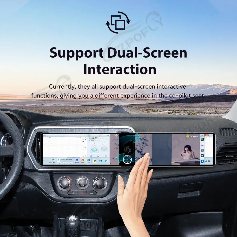 

Двухэкранная 12,3-дюймовая беспроводная автомагнитола с CarPlay и Android Auto, GPS-навигацией и сенсорным экраном для Changan Ruixing M60 2023–2025