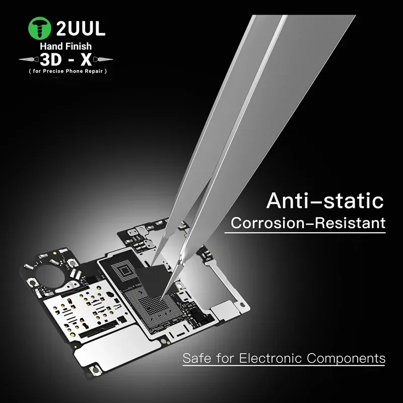 2UUL 3D-X Pinzette Hand Finsh Telefon Reparatur Grinping Spitze Anti-rutsch Textur für Motherboard IC Chip Micro Reparatur Zange TW02