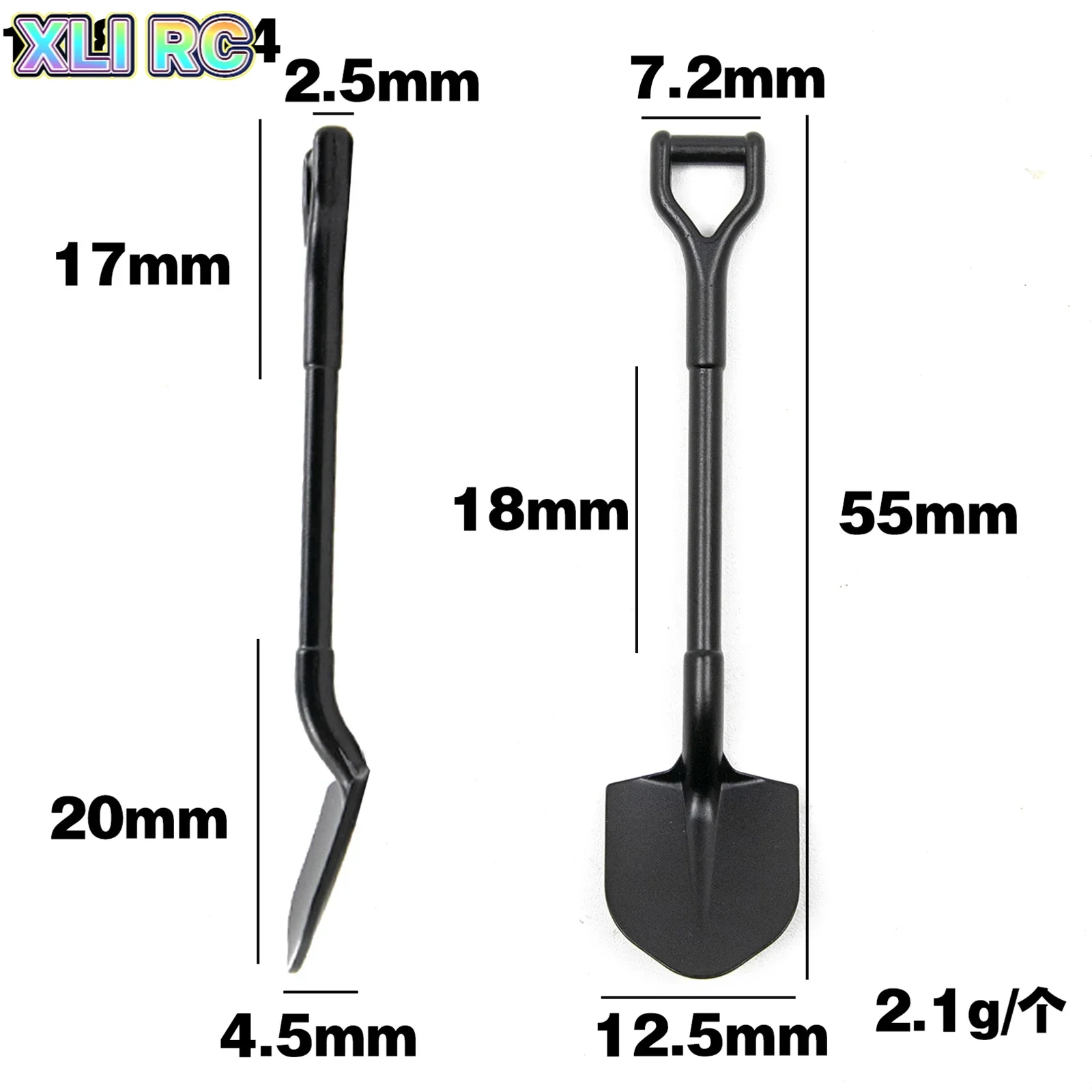 Exquisite Charcoal Black Metal Shovel for 1/10 1/18 1/24 RC Crawler Car SCX24 AX24 TRX4M FCX24 Simulation Decor Upgrade Parts