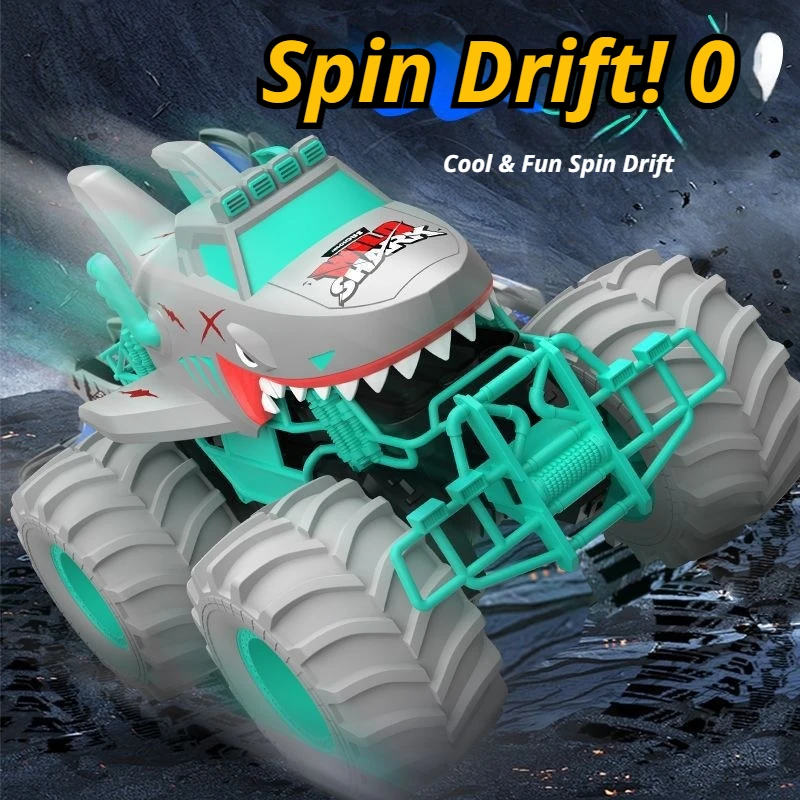 Camion monstre télécommandé pour enfants, étanche, 4 roues motrices, amphibie, voiture requin, Big Foot, Rock Crawler, jouet télécommandé pour les jeux en plein air et en eau