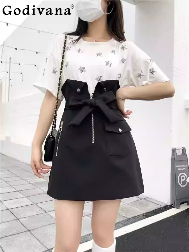 

Spring Autumn New French Chic Three-dimensional A-line Age-reducing Black Skirt Large Size Girl Leisure Korean College Skirts