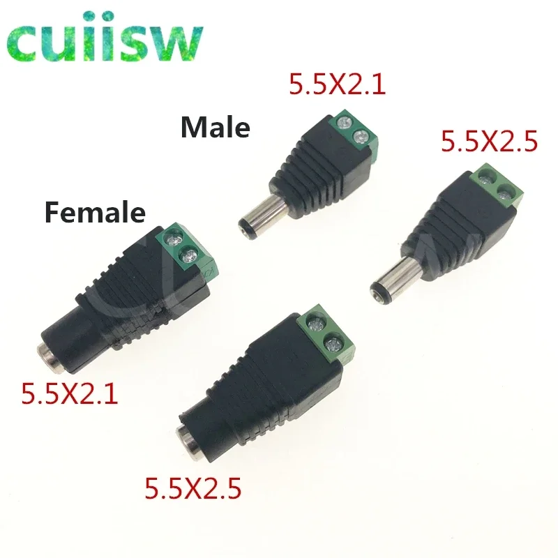 5PCS male and female DC Power plug 5.5 x 2.1MM 5.5*2.5MM 3.5*1.35MM 12V 24V Jack Adapter Connector Plug CCTV 5.5x2.1 2.5 1.35