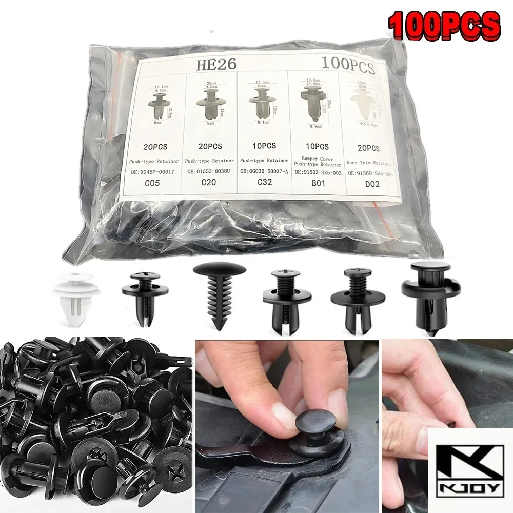 kkjoy 100/50PCS Universal Push Pin Rivets for Door Panel Body Trim