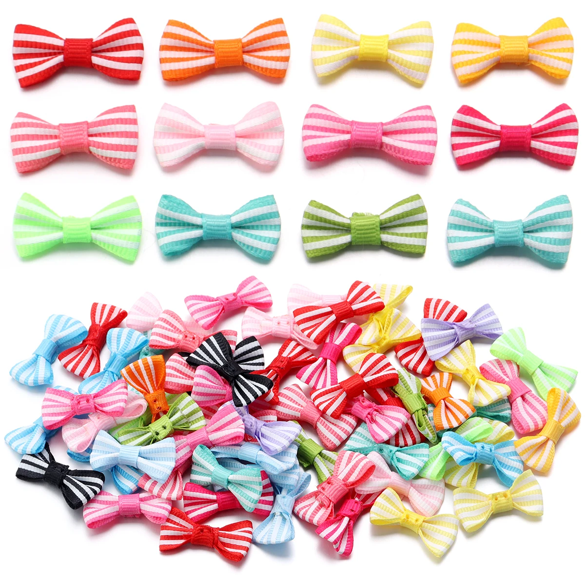 50pcs/Lot Striped Bows Polyester Ribbon Bows Handmade Bows For Jewelry Making DIY Hair Clip Headband Clothing Crafts Decoration