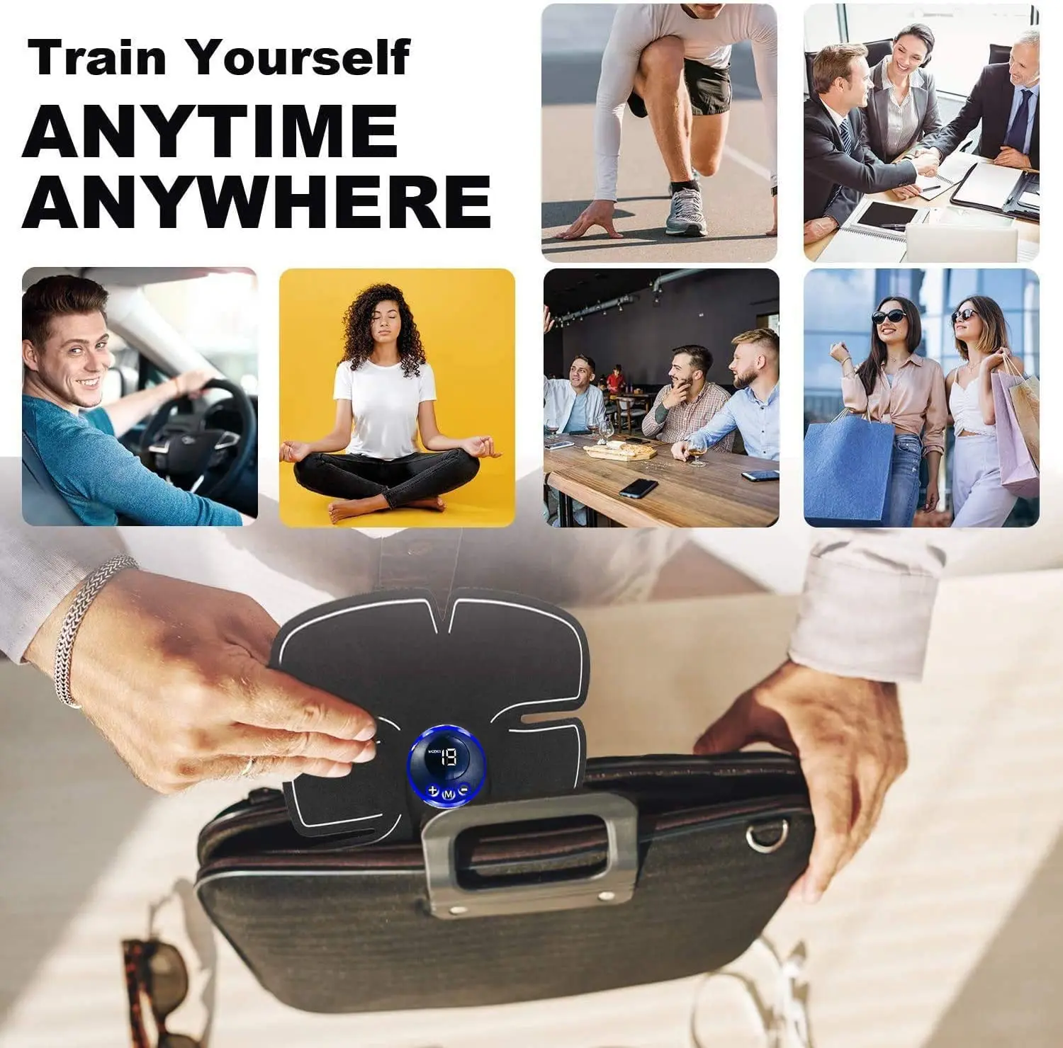 USB قابلة للشحن الذكية اللاسلكية تدليك العضلات اللياقة البدنية المدرب البطن التدريب الكهربائية الجسم التخسيس مدلك