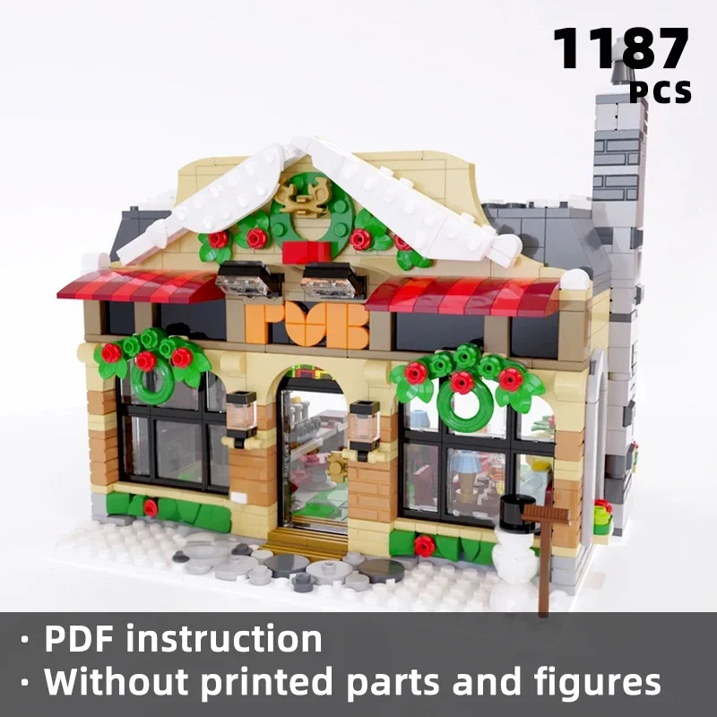 christmas theme holiday season house bricks santa xmas cottage blocks weihnachten navidad winter village church moc building set