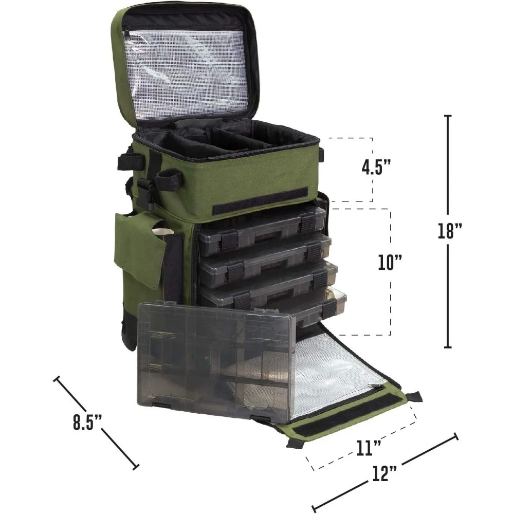 Imagem -04 - Rolling Tackle Box com Rodas Mochila de Pesca Impermeável Bandejas Removíveis Rod Holders Presentes para Homens Bolsa de Peixe Rolo