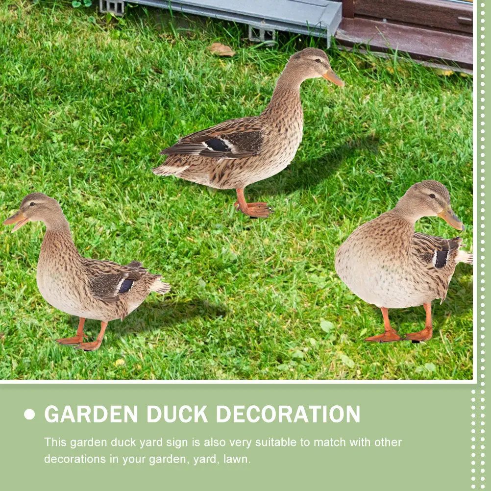 3Pcs Garden Decorative Stakes Flower Yard Art Acrylic Duck Ground Ornament Yard Sign Outdoor Lawn Insert Yards Art