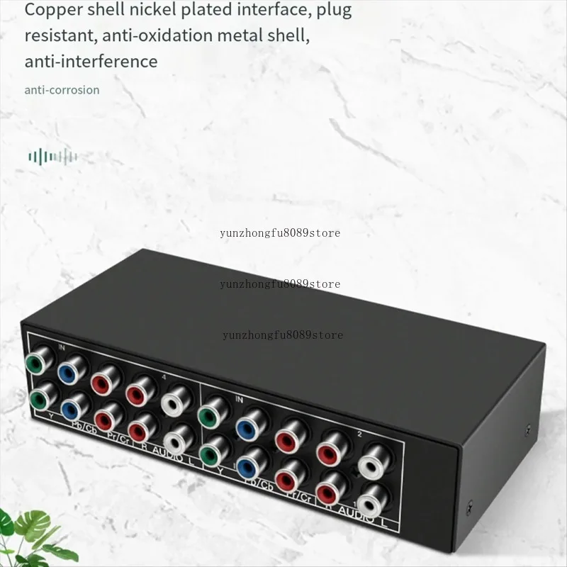 AA58 4x1 Component Video Signal Switcher Audio DSW41 Divider Panel Button Manual Switch CVBS 720P Metal Shell