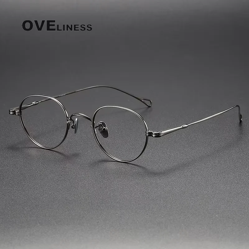 

pure Titanium Glasses Frame Men Round Retro Eyeglasses Frames Women Eyewear spectacles