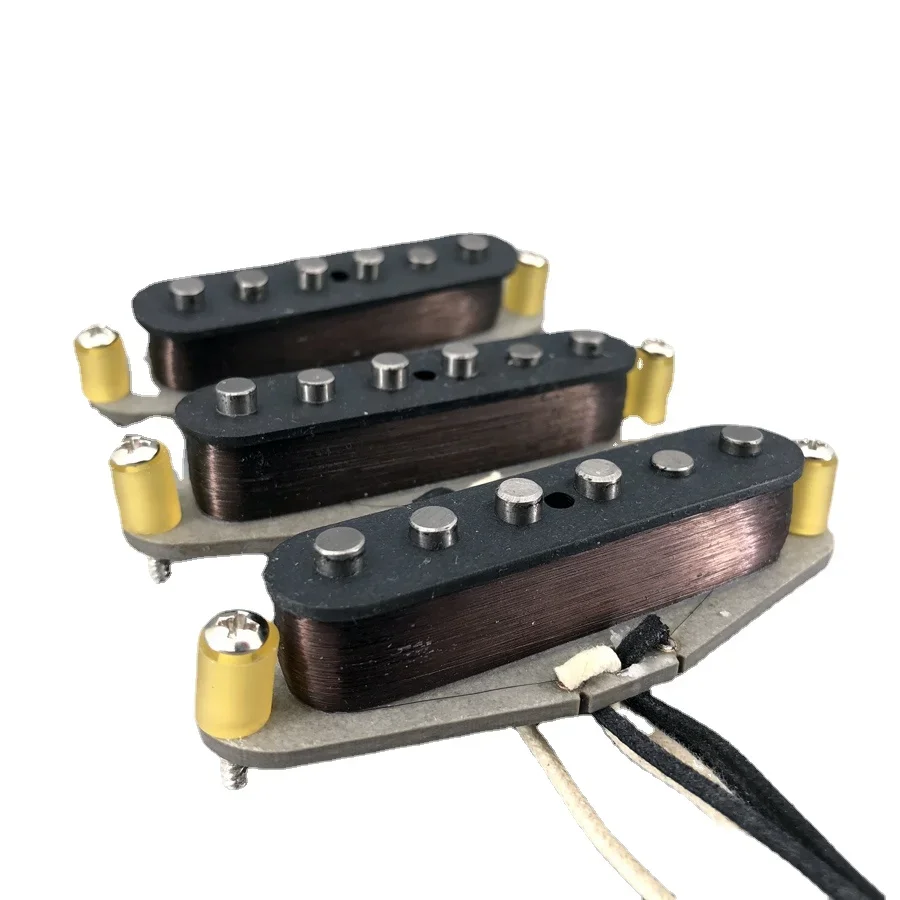 

Artfit Electric Guitar Pickups Vintage 65 Alnico V Single Coil Wax Wires Grey Bottom Plate N/M/B one set