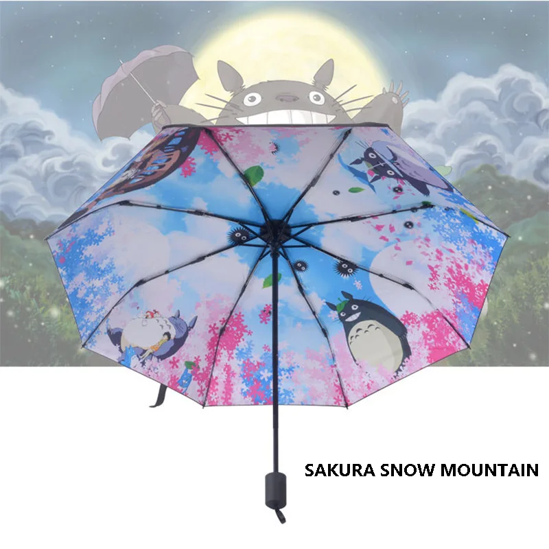 New Kawaii Cartoon Anime My Neighbor Totoro Umbrella Portable Automatic Folding Umbrella Outdoor Sunshade Uv Protection Umbrella