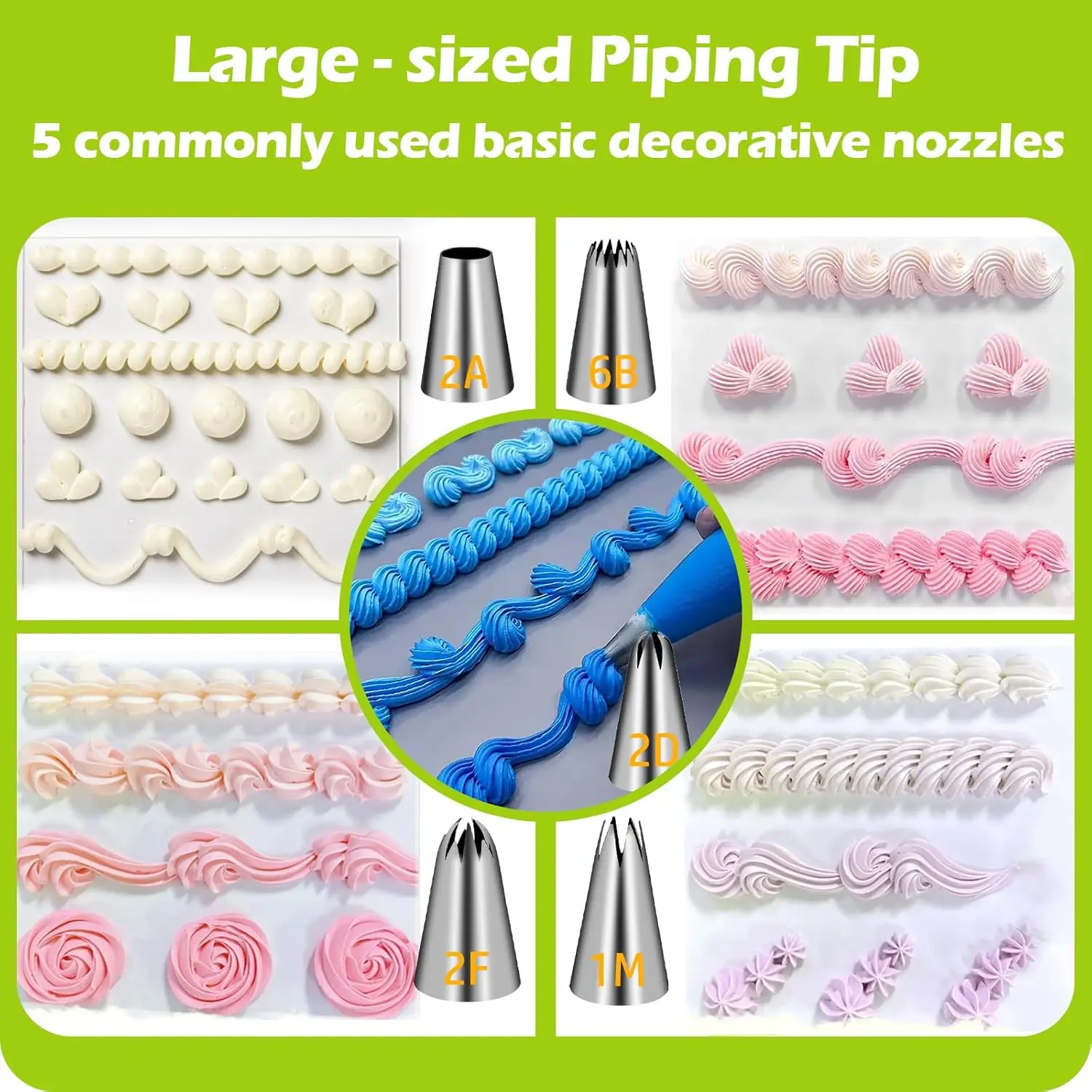 Large Piping Tips Set, Stainless Steel Cake Decorating Tips Large Pastry Tips and Piping Bags Frosting Icing Tips for Cupcakes