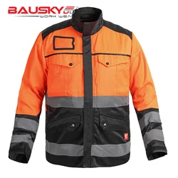 Safety Work Jacket Men Outdoor High Visibility Work Jacket Construction Two Tone Hi Vis Workerar Reflective Workshop Clothes