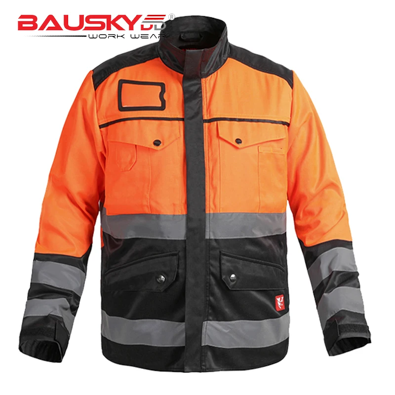 Safety Work Jacket Men Outdoor High Visibility Work Jacket Construction Two Tone Hi Vis Workerar Reflective Workshop Clothes