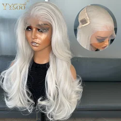 Long White Color Body Wave Pre Plucked Hairline Heat Resistant Wig Deep Part 13X6 Futura Glueless Synthetic Lace Front Women Wig