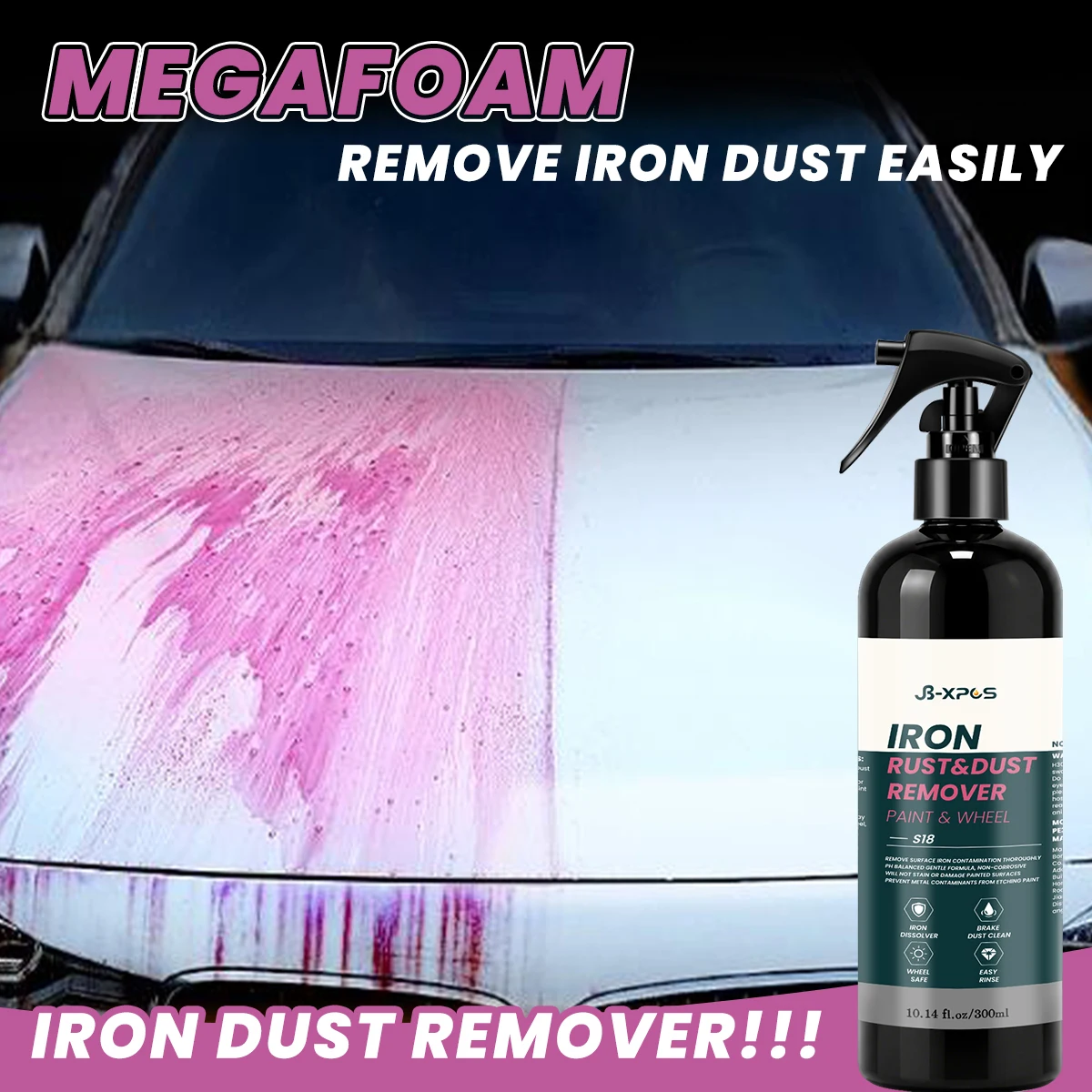 Car Iron Powder Remover, Dissolve Iron Dust And Rust Spots From Car Paint And Wheel Hubs YT0308