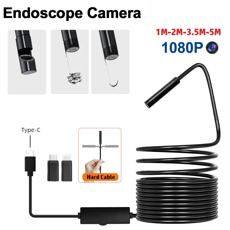 1/2/3.5/5M 8mm Lens Type-C Endoscope Camera 1080P Automotive Boroscope Inspection Device For Apple Iphone IOS Phone Android