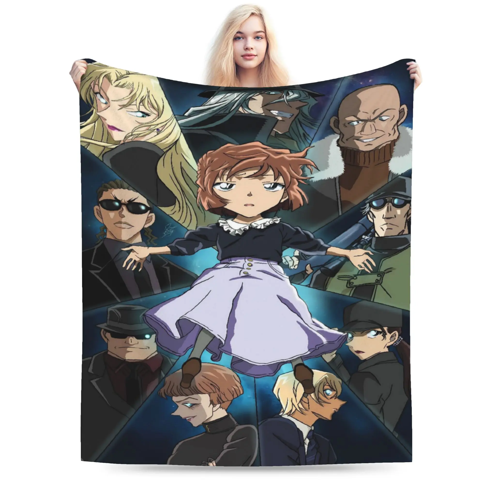 Super Soft Blanket Kids Camping Conan Edogawa Throw Blanket  Flannel Bedspread For Living Room Comfortable Sofa Bed Cover
