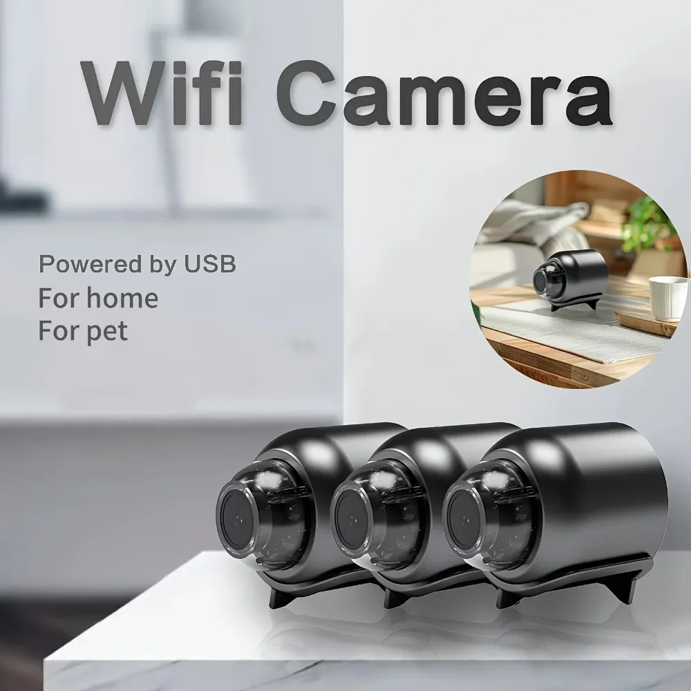 Mini Micro WiFi Camera with Hidden Mic & Stand, Mobile App Control. Ideal for Home, Office, Car Monitoring
