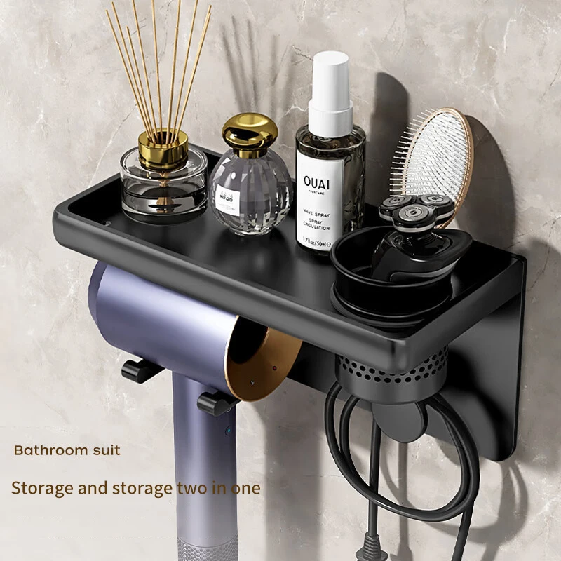 

Wall Mounted Hair Dryer Holder For Dyson Hair Dryer Stand Bathroom Shelf Shaver Straightener Storage Rack Bathroom Organizer