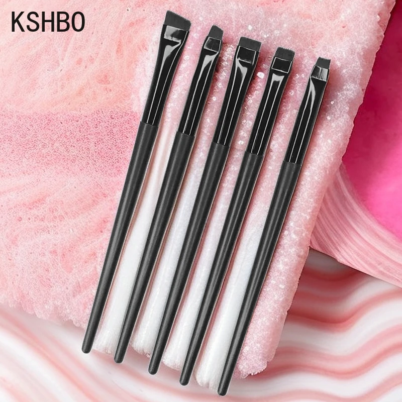 KSHBO Thin Eyebrow Eyeliner Brush Super Fine Angled Brow Contour Brush Portable Women Eyebrow Liner Cream Cosmetic Makeup Tools