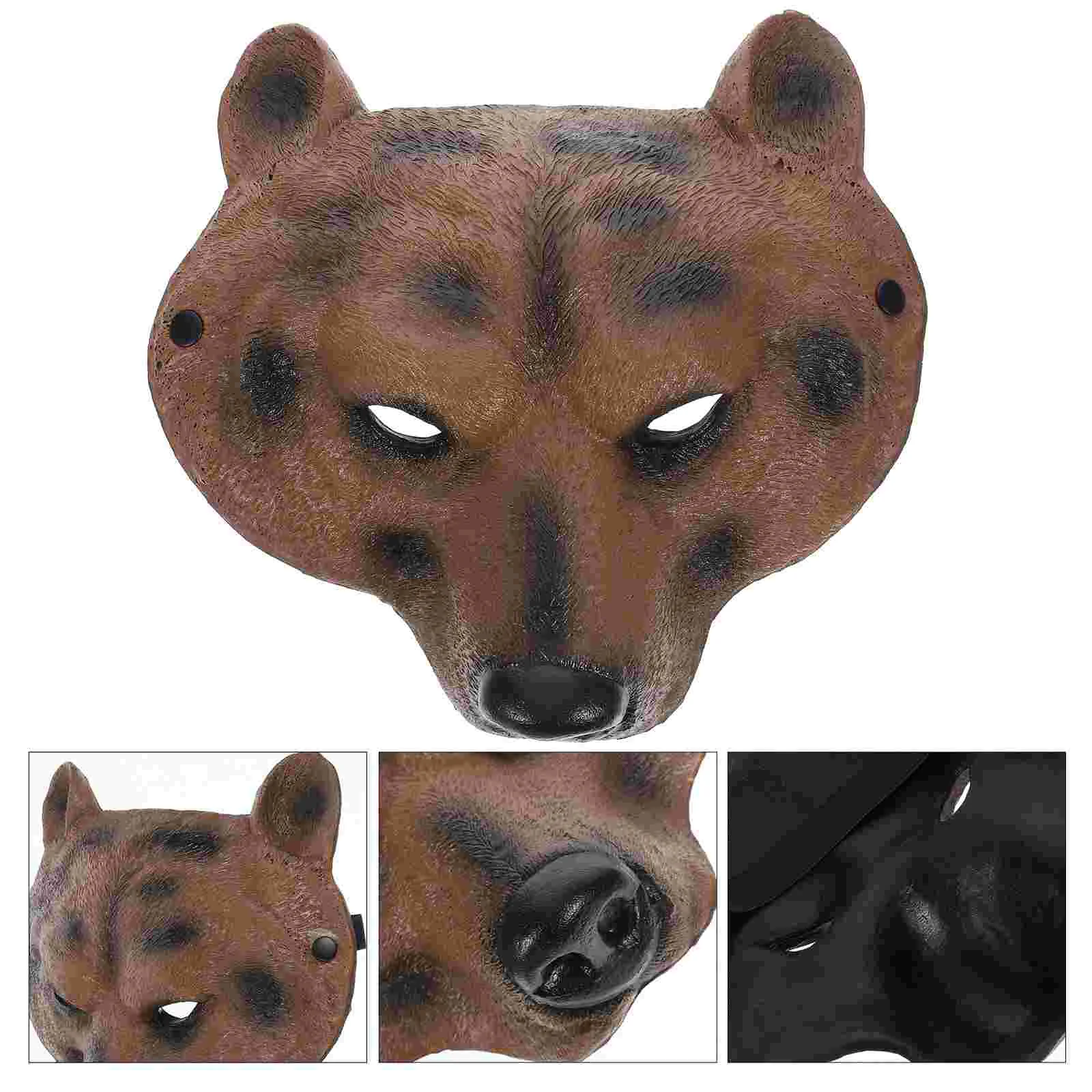 Half Face Animal Bear Mask Makeup Costume Props Masquerade Party Decorations Man