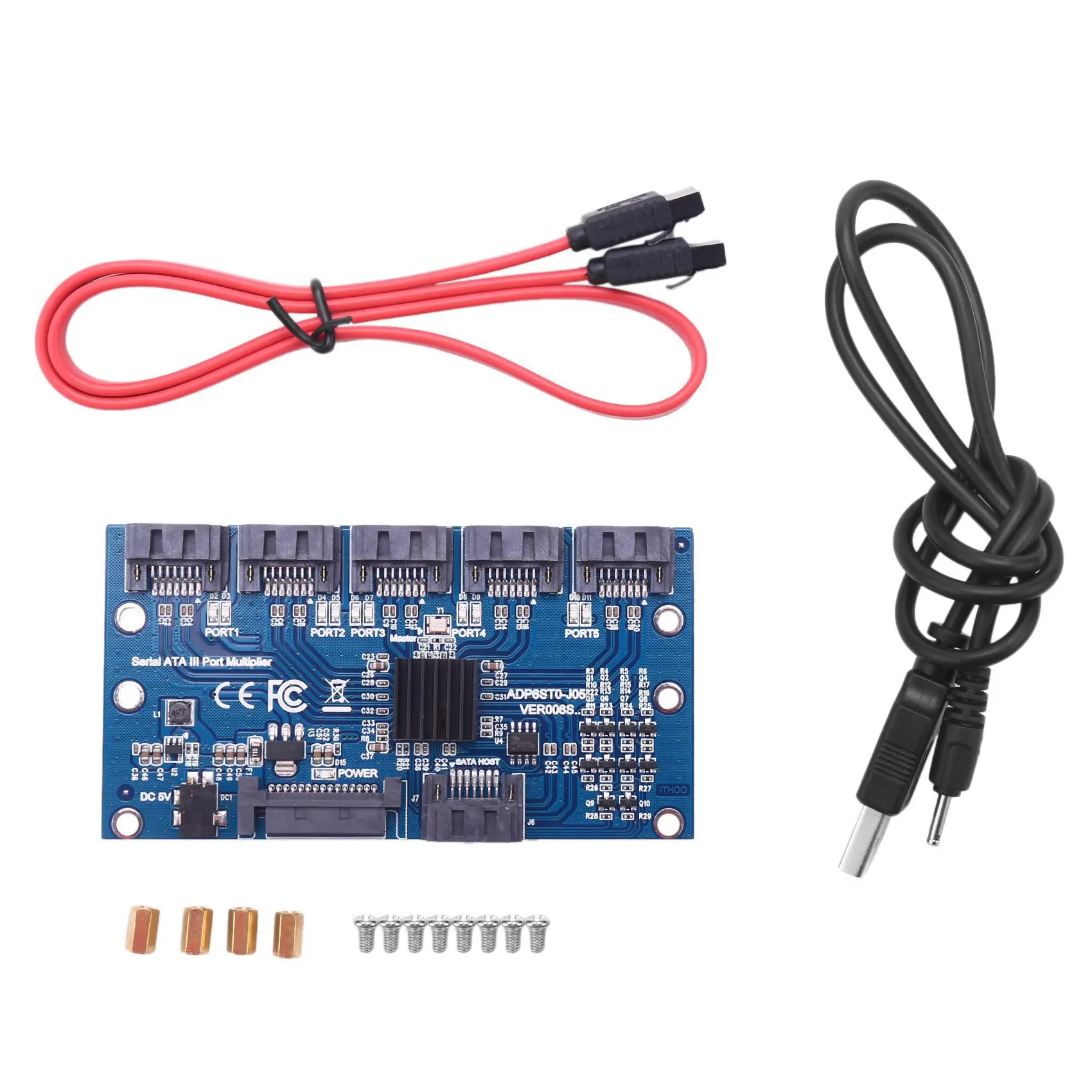 carte-controliere-4x-efficace-carte-d'extension-sata-1-a-5-ports-sata30-multiplicateur-de-ports-sata-6gbps-adaptateur-de-carte-riser