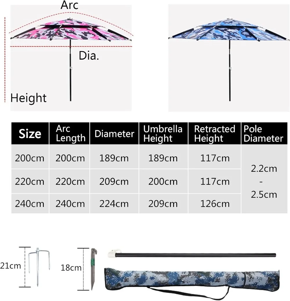 Sunshade Umbrella for Fishing - Multi-Purpose Beach,  Waterproof Sun Rain Protection Windproof Umbrellas