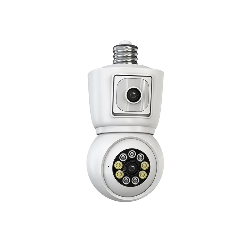 ICSEE 3MP 2MP E27 Bulb WiFi Camera Dual Lens Dual Screen Auto Tracking Two Way Audio Color Night Vision Indoor Security Camera